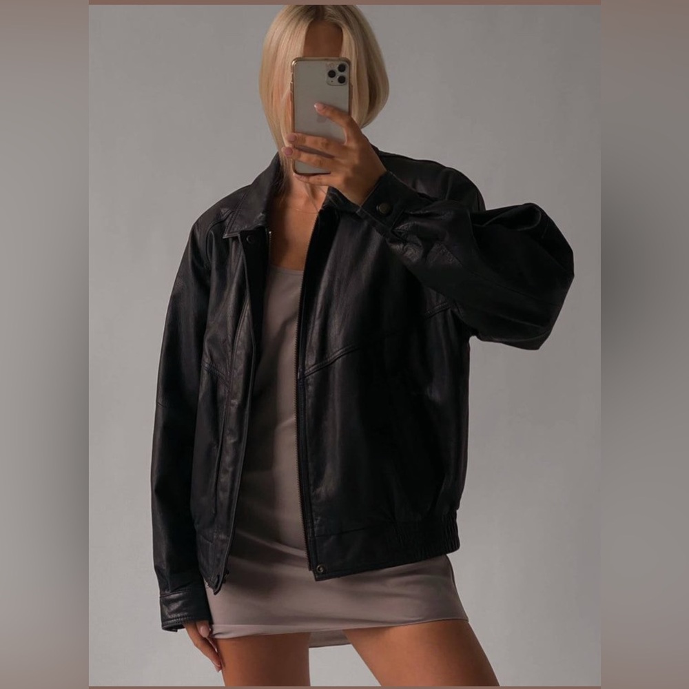 Vintage 100% Leather bomber jacket